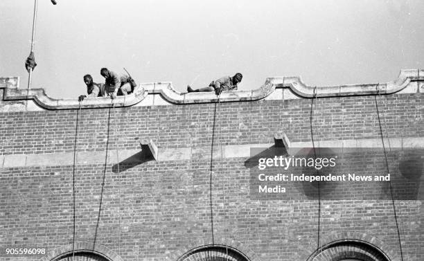 Irish Army Ranger Wing Training Drill, Repelling down the side of a Building, at the Curragh, . .