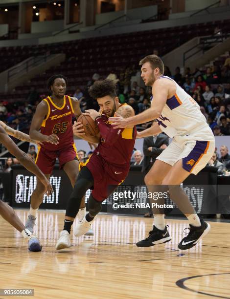 London Perrantes of the Canton Charge drives to the basket against the Northern Arizona Suns during the NBA G-League Showcase on January 12, 2018 at...