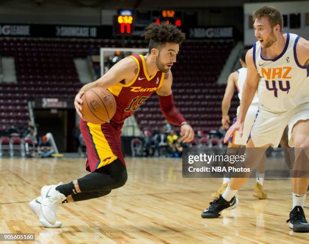 London Perrantes of the Canton Charge drives to the basket against the Northern Arizona Suns during the NBA G-League Showcase on January 12, 2018 at...