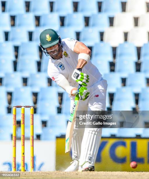 Captain Faf du Plessis of South Africa during day 4 of the 2nd Sunfoil Test match between South Africa and India at SuperSport Park on January 16,...