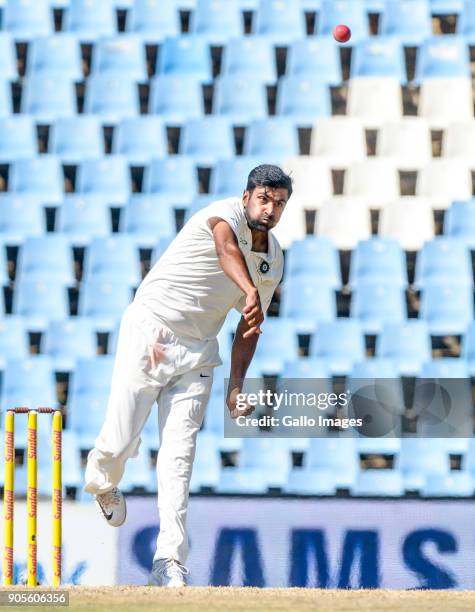 Ravichandra Ashwin of India during day 4 of the 2nd Sunfoil Test match between South Africa and India at SuperSport Park on January 16, 2018 in...