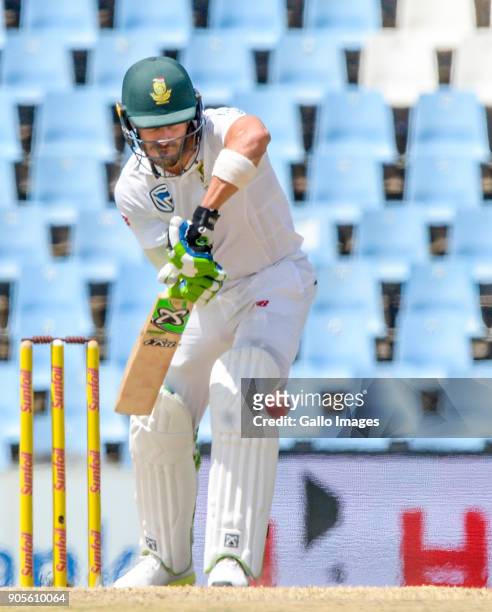 Captain Faf du Plessis of South Africa during day 4 of the 2nd Sunfoil Test match between South Africa and India at SuperSport Park on January 16,...