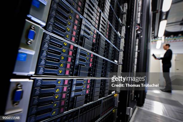 Server racks in a server center on January 12 in Berlin, Germany.