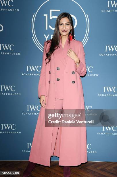 Sonam Kapoor is seen at IWC Schaffhausen at SIHH 2018 on January 16, 2018 in Geneva, Switzerland.