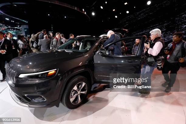 The new 2019 Jeep Cherokee makes its debut at the 2018 North American International Auto Show January 16, 2018 in Detroit, Michigan. More than 5,100...