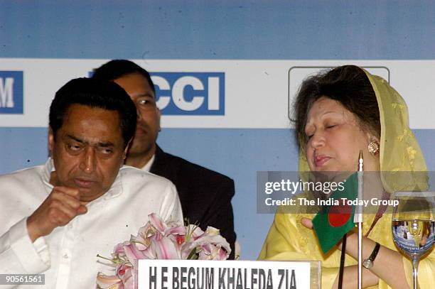 Kamal Nath, Minister for Commerce and Industry India with HE Begum Khaleda Zia, Prime Minister of Bangladesh at a luncheon meeting in New Delhi,...