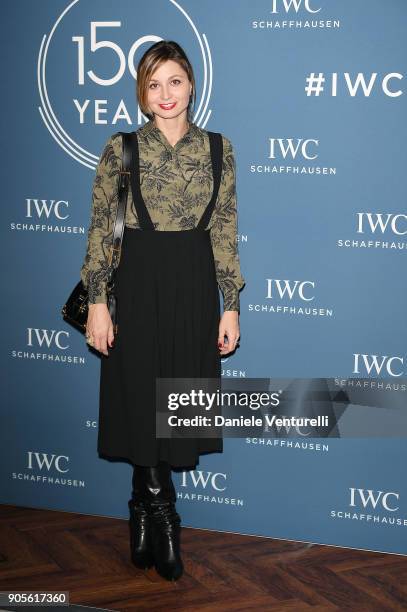 Anna Ferzetti is seen at IWC Schaffhausen at SIHH 2018 on January 16, 2018 in Geneva, Switzerland.