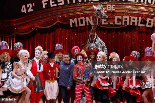 Princesse Stephanie of Monaco attends the 42nd International Circus Festival In Monte-Carlo : Photocall on January 16, 2018 in Monaco, Monaco.