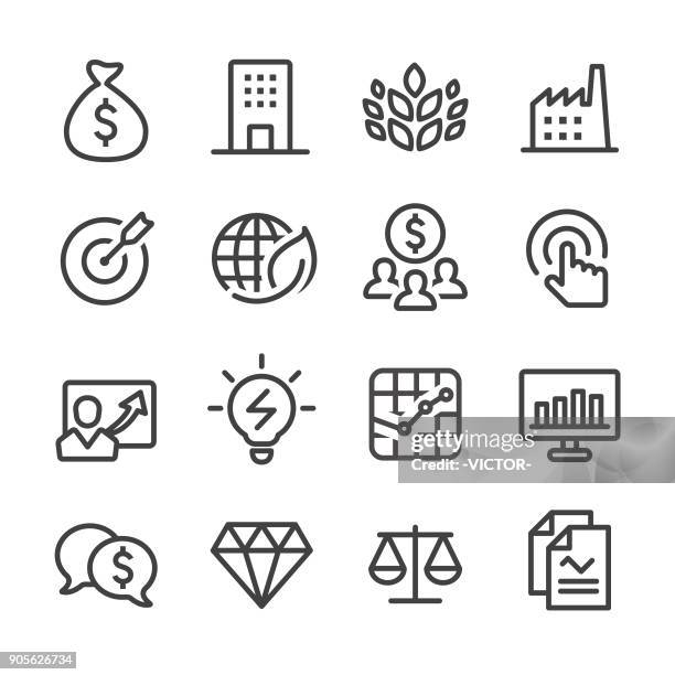 investment icons set - line series - profit loss icon stock illustrations