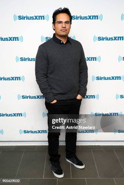 Actor Michael Pena visits the SiriusXM studios on January 16, 2018 in New York City.