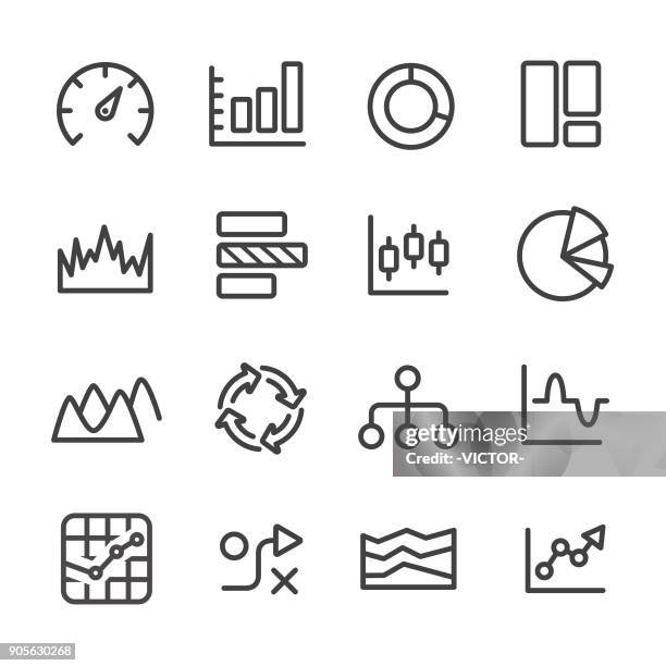 info graphic icons set - line series - donut chart stock illustrations