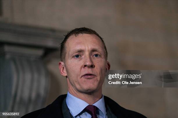 Police procecutor Jakob Buch-Jepsen holds a press briefing at Copenhagen Police Yard informing about the indictment against Peter Madsen charging him...