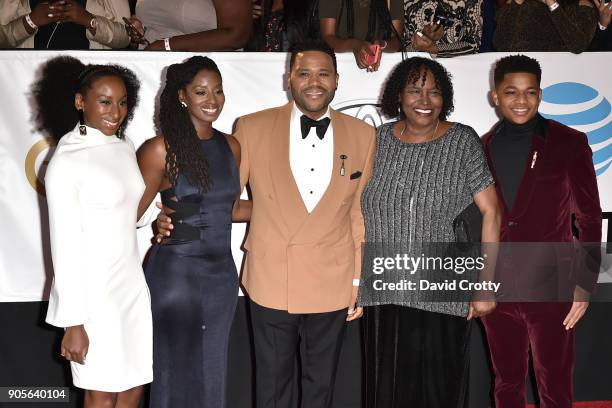 Alvina Stewart, Anthony Anderson, Doris Hancox, Kyra Anderson and Nathan Anderson attend the 49th NAACP Image Awards - Arrivals at Pasadena Civic...