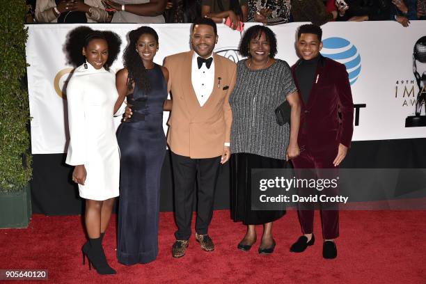 Alvina Stewart, Anthony Anderson, Doris Hancox, Kyra Anderson and Nathan Anderson attend the 49th NAACP Image Awards - Arrivals at Pasadena Civic...