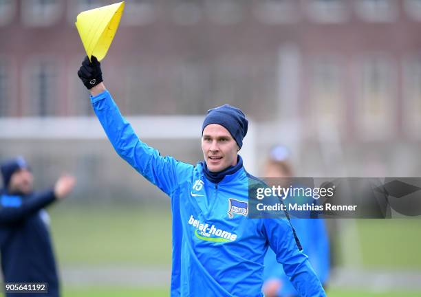 Sebastian Langkamp of Hertha BSC during a training session on January 16, 2018 in Berlin, Germany.