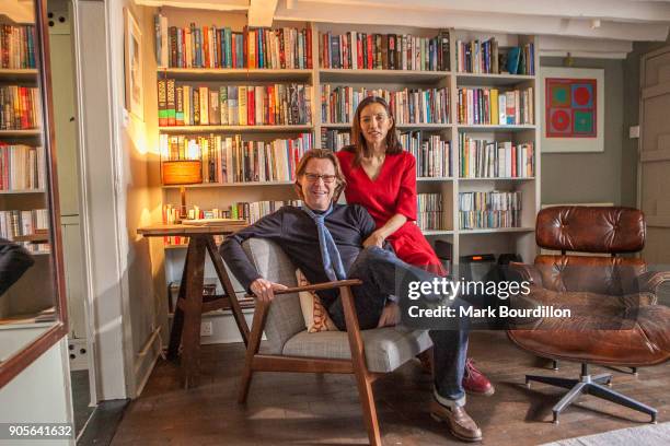 Broadcaster Robert Elms and his wife are photographed for the Sunday Times on November 13, 2016 in Beccles, England.