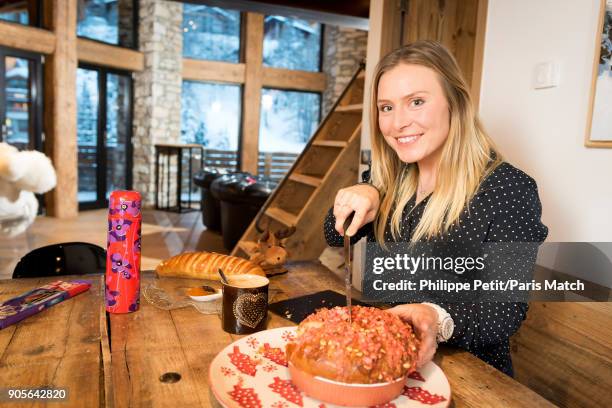 Alpine race skier Tessa Worley is photographed for Paris Match on December 13, 2017 in Val-d'Isere, France.