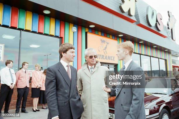 Local Government and Inner Cities Minister Michael Portillo unveils a plaque to mark the opening of the Teesside Park Interchange, with him is Ron...