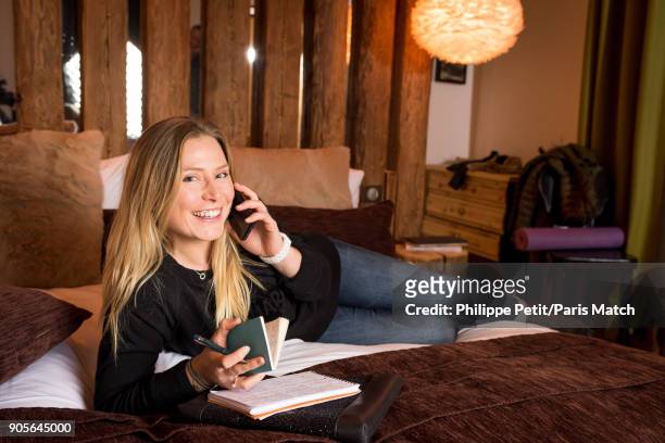 Alpine race skier Tessa Worley is photographed for Paris Match on December 13, 2017 in Val-d'Isere, France.