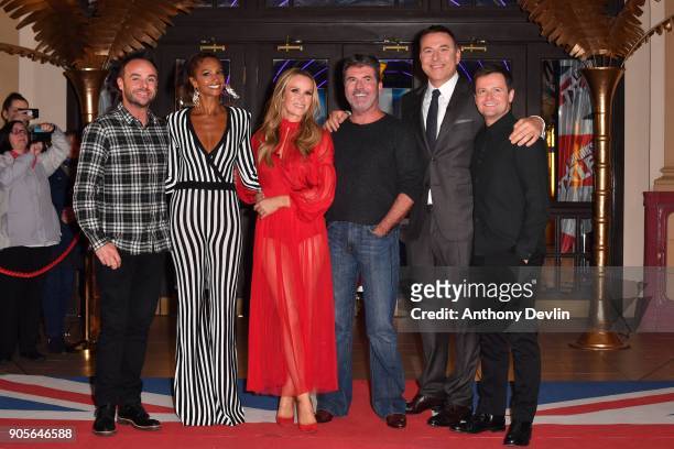 Ant McPartlin, Alesha Dixon, Amanda Holden, Simon Cowell, David Walliams and Dec Donnelly attend the 'Britain's Got Talent' Blackpool auditions held...