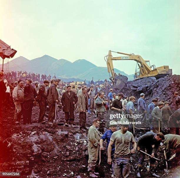 The Disaster scene at Aberfan, South Wales At 9.15 am on Friday 21 October 1966, after days of rain, a mining waste tip slid down a mountainside into...