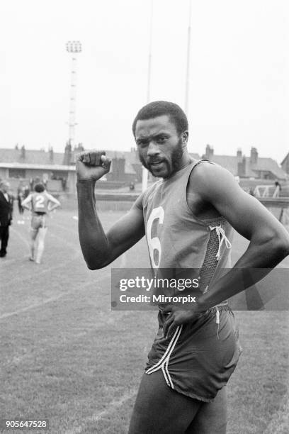 Tommie Smith, American sprinter, the fastest man in the world over 200 metres, in the UK to compete in two events in a 4 event series at the home of...