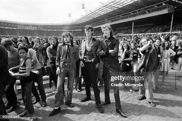 General view of the audience at the London Rock and Roll Show at Wembley Stadium, London. 5th August 1972.