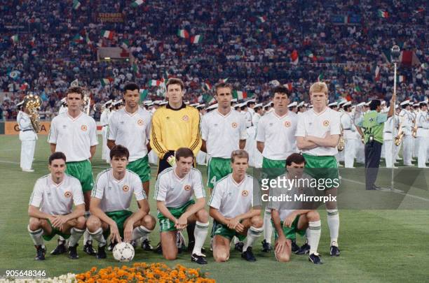 World Cup Quarter Final at the Stadio Olimpico in Rome, Italy Republic of Ireland 0 v Italy 1 The Irish team line up before the start of the match...