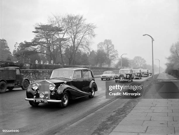 Sir Winston Churchill, Funeral Procession leaves Coventry for St Martin's Church in Bladon near Woodstock, Oxfordshire, England, 30th January 1965....