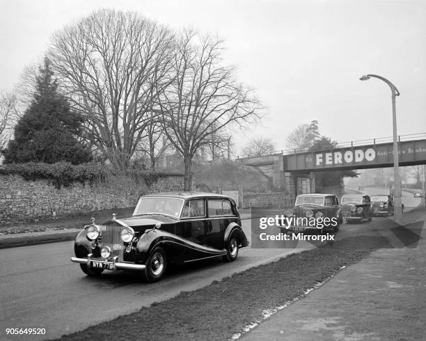 Sir Winston Churchill, Funeral Procession leaves Coventry for St Martin's Church in Bladon near Woodstock, Oxfordshire, England, 30th January 1965....