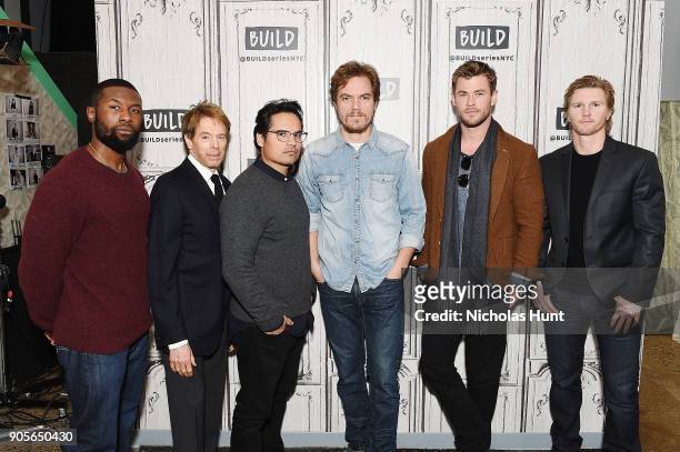 Actor Trevante Rhodes, producer Jerry Bruckheimer, actors Michael Pena, Michael Shannon, Chris Hemsworth and Thad Luckinbill attend the Build Series...