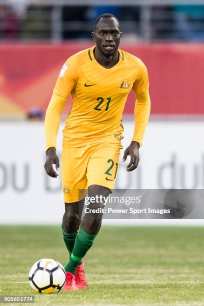 Ruon Tongyik of Australia in action during the AFC U23 Championship China 2018 Group D match between Vietnam and Australia at Kunshan Sports Center...