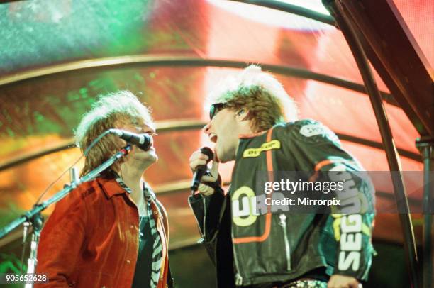 Bon Jovi, in Concert at Millennium Stadium, Cardiff, Wales, Sunday 17th June 2001. Richie Sambora and Jon Bon Jovi.