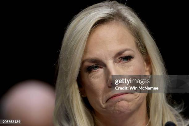 Homeland Security Secretary Kirstjen Nielsen testifies during a hearing held by the Senate Judiciary Committee January 16, 2018 in Washington, DC....