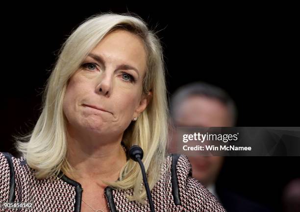 Homeland Security Secretary Kirstjen Nielsen testifies during a hearing held by the Senate Judiciary Committee January 16, 2018 in Washington, DC....