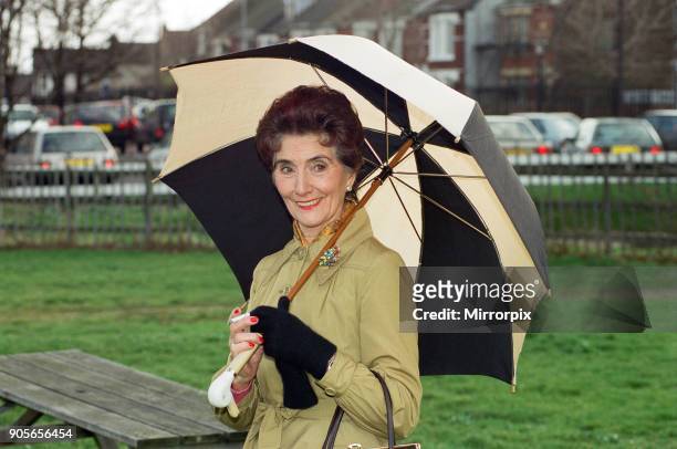 Dot Cotton, played by June Brown, is set to return to EastEnders on 14th April. She is pictured in Gravesend, 25th February 1997.