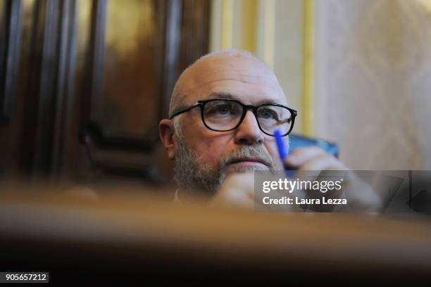 Mayor of Livorno, Filippo Nogarin of the Movimento 5 Stelle , speaks to City Council and officially announces to be under investigation for multiple...