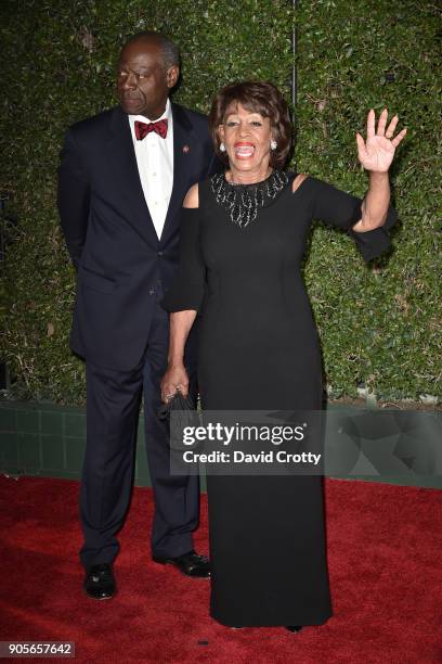 Sid Williams and Maxine Waters attends the 49th NAACP Image Awards - Arrivals at Pasadena Civic Auditorium on January 15, 2018 in Pasadena,...