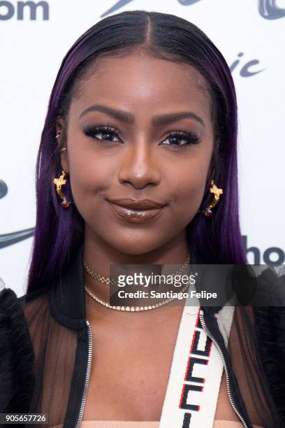 Justine Skye attends Music Choice on January 16, 2018 in New York City.