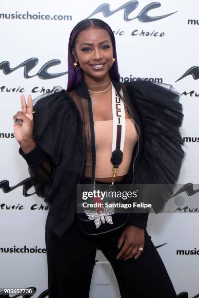 Justine Skye attends Music Choice on January 16, 2018 in New York City.