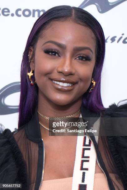 Justine Skye attends Music Choice on January 16, 2018 in New York City.