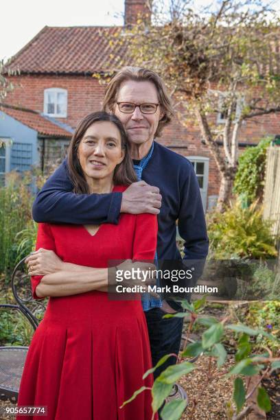 Broadcaster Robert Elms and his wife are photographed for the Sunday Times on November 13, 2016 in Beccles, England.