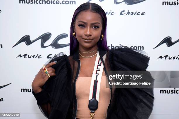 Justine Skye attends Music Choice on January 16, 2018 in New York City.