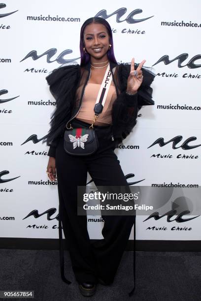 Justine Skye attends Music Choice on January 16, 2018 in New York City.