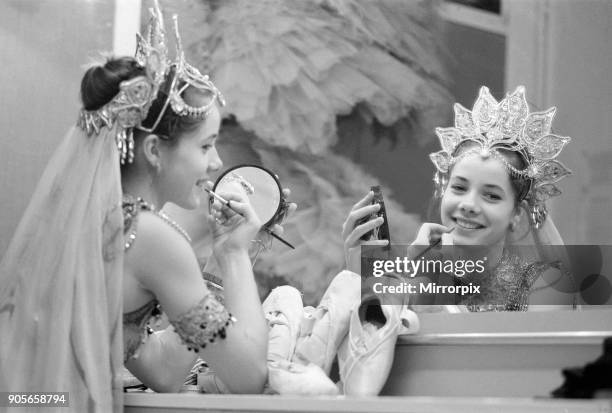 Darcey Bussell, aged 20 years old, prepares for her leading role in La Bayadere at the Hippodrome Theatre, Birmingham, 26th February 1990. Darcey is...