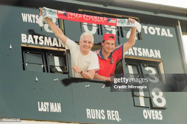 Czech Republic Football Fans at Firwood Bootle Cricket Club, Liverpool, 9th June 1996.