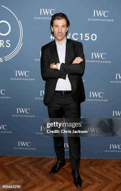 Fabian Cancellara visits the IWC booth during the Maison's launch of its Jubilee Collection at the Salon International de la Haute Horlogerie on...