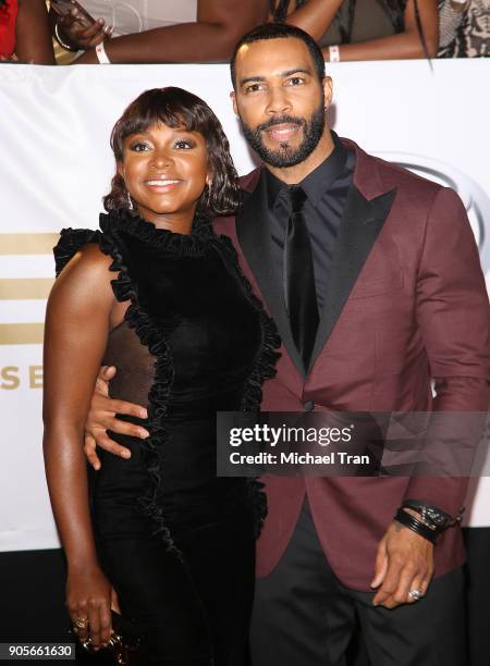 Naturi Naughton and Omari Hardwick arrive to the 49th NAACP Image Awards held at Pasadena Civic Auditorium on January 15, 2018 in Pasadena,...