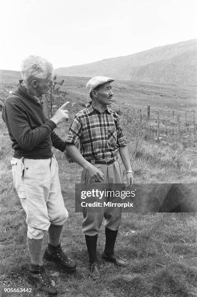 Picture shows Lord Hunt and Sherpa Tensing Everest Men at Reunion Picture taken at The Pen-y-Grwd Training base at Capel Curig, north Wales It is 20...