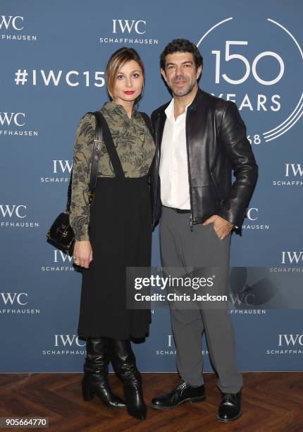 Pierfrancesco Favino and Anna Ferzetti visit the IWC booth during the Maison's launch of its Jubilee Collection at the Salon International de la...